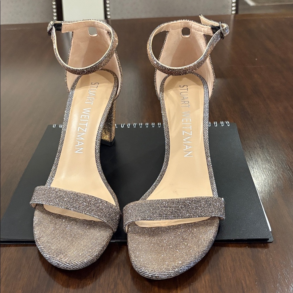 Stuart Weitzman Shimmering Gold Heeled Sandals